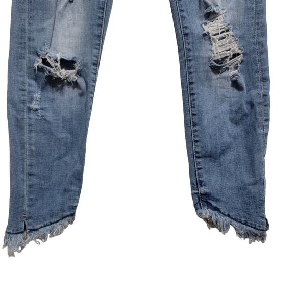 Kancan Loveland Mid Rise Fray Raw Angled Hem Skinny 6204m Distressed 5/26 - Picture 10 of 11